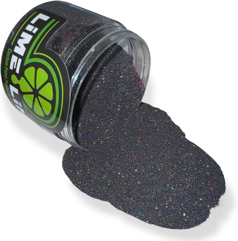 LiME LiNE Sprayable Metal Flake Paint Additive: Solvent Resistant Glitter for Automotive Custom Painting (Black Iridescent) - Image 1